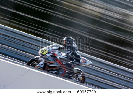 VALENCIA, SPAIN - NOV 12: Hugo Clere in Moto2 practice during Motogp Grand Prix of the Comunidad Valencia on November 12, 2016 in Valencia, Spain.
