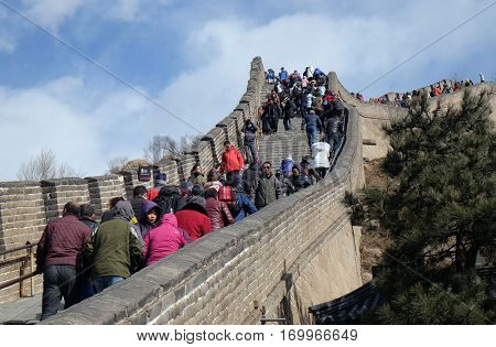 BADALING - FEBRUARY 24:  The Great Wall of China in Badaling, China, February 24, 2016.