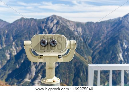 Tourist binocular at mountain
