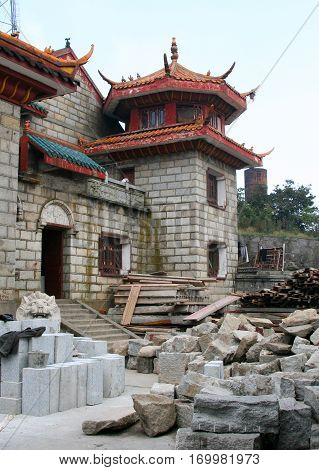 Reconstruction of Buddhist temple on top of Heng Mountains Hunan province China