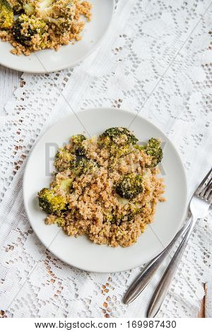 Warm Detox Salad From Quinoa And Broccolli