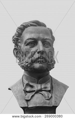 Minsk, Belarus - September 11, 2016: Monument To Henry Dunant, The First Nobel Peace Prize Winner, F