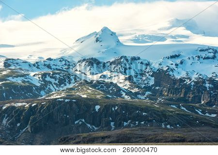 Beautiful Views Of The Snow-capped Mountains In Iceland.
