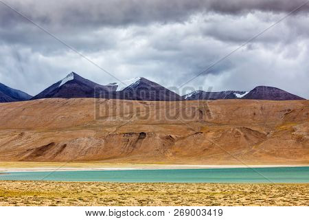 Himalayan lake Kyagar Tso in Himalayas, Ladakh, India