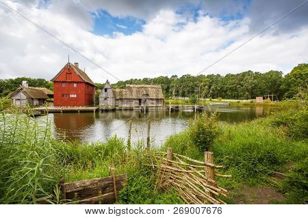 The Medieval Houses And Boats In The Middle Ages Center, The Experimental Living History Museum In S