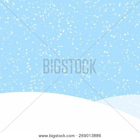 Blue Background With Winter Landscape And Snow For Seasonal, Chr
