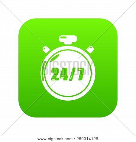 Stopwatch Icon Green Vector Isolated On White Background