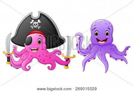 Vector Illustration Cartoon Of The Set Of Octopus