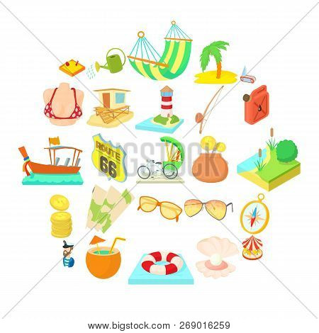 Sunshiny Icons Set. Cartoon Set Of 25 Sunshiny Vector Icons For Web Isolated On White Background