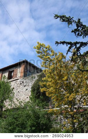 Small Italian Town In A Spring Blossom