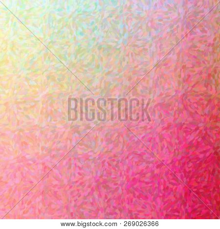 Illustration Of Red Impressionist Pointlilism Square Background Digitally Generated.