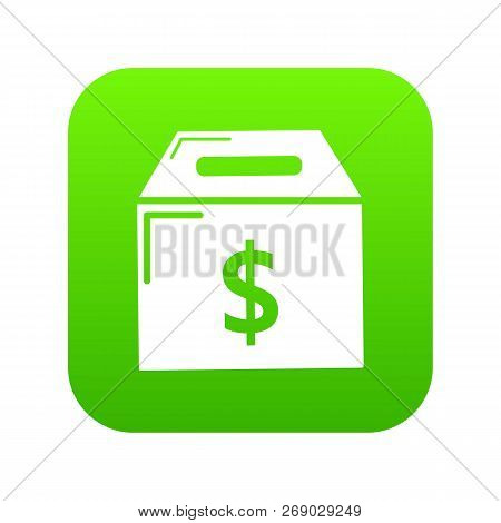 Box Money Icon Green Vector Isolated On White Background
