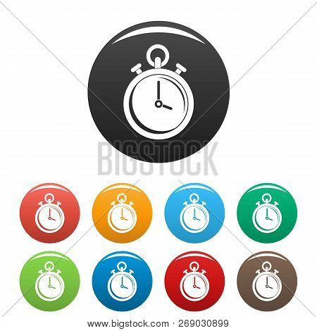 Contraceptive Stopwatch Icons Set 9 Color Vector Isolated On White For Any Design