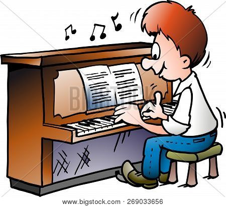 Vector Cartoon Illustration Of Of A Musical Piano Player