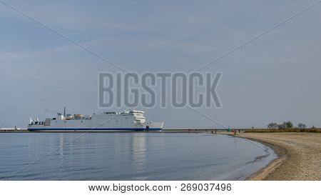 Passenger Ferry - Ship Is Sailing To The Port Of Swinoujscie
