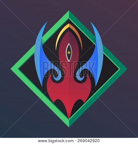 Colorful Alien Art. Flat One Eye Creature. Halloween Monster. Game Design Character.
