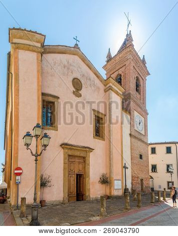 Montaione,italy - September 21,2018 - View At The Church Of San Regolo In Montaione. Montaione Is A 