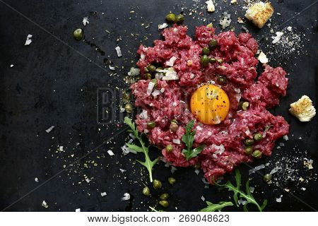 Beef Tartare - Traditional Dish Of French Cuisine.top View.