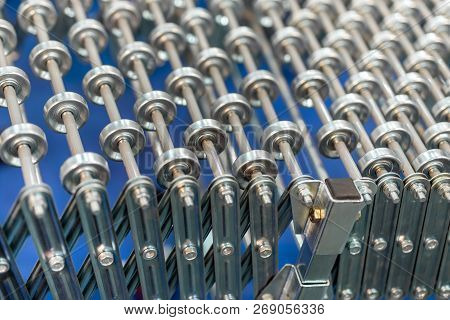 Flexible Adjustable Roller Conveyor. Poratable Innovative Products Transportation Technology For Fac