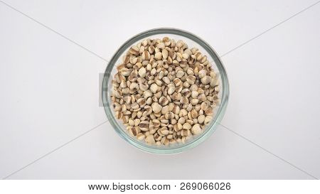 Job's Tears, Also Known As Adlay And Coix On White Background. Popular In Asian Cultures As A Food S