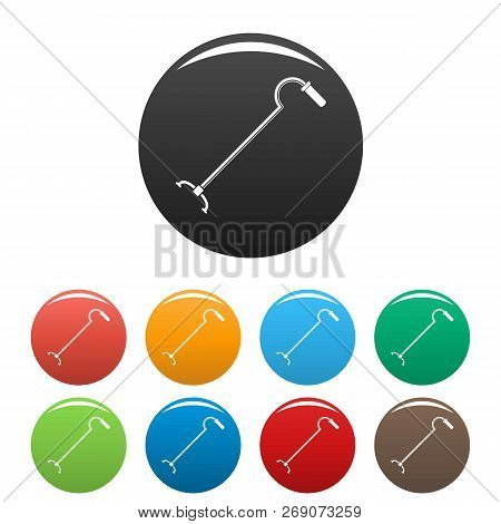 Walking Cane Icons Set 9 Color Vector Isolated On White For Any Design