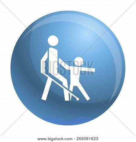 Kid Guide Blind Man Icon. Simple Illustration Of Kid Guide Blind Man Vector Icon For Web Design Isol