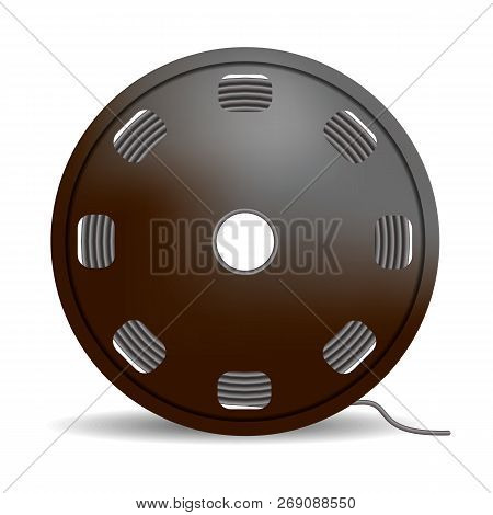 Black Wire Coil Icon. Realistic Illustration Of Black Wire Coil Vector Icon For Web Design Isolated 