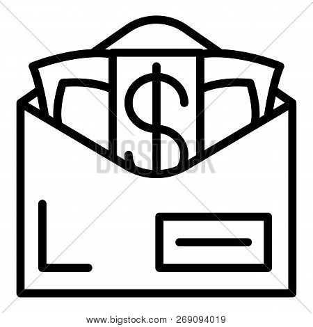 Bribery Money Envelope Icon. Outline Bribery Money Envelope Vector Icon For Web Design Isolated On W