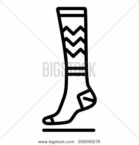 Cotton Sock Icon. Outline Cotton Sock Vector Icon For Web Design Isolated On White Background
