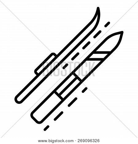 Skis Icon. Outline Skis Vector Icon For Web Design Isolated On White Background
