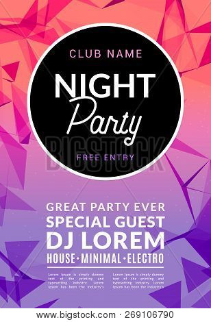 Abstract Disco Dance Night Party Poster Brochure Design Backgorund. Creaive Flyer Music Show Enterta