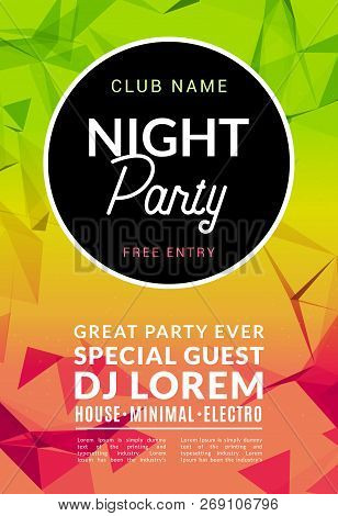 Abstract Disco Dance Night Party Poster Brochure Design Backgorund. Creaive Flyer Music Show Enterta