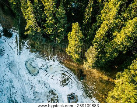 Aerial Photography Of A Forest In Winter