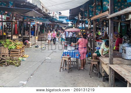Iquitos, Peru - June 17, 2015: View Of Belen Market In Iquitos