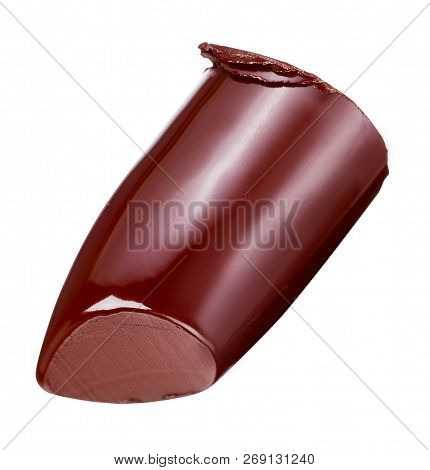 Burgundy Lipstick Bullet On White Background With Clipping Path