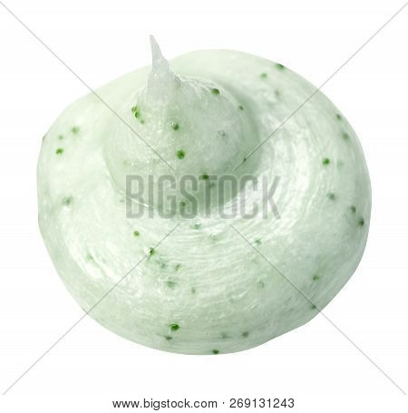 Green Face Scrub Blob On White Background With Clipping Path