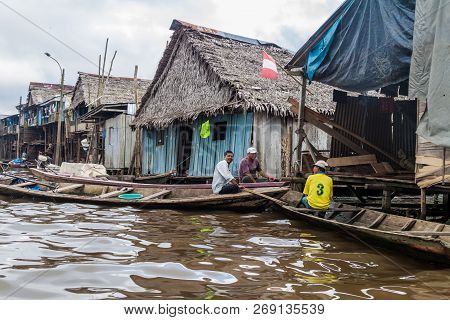 Iquitos, Peru - July 18, 2015: View Of Partially Floating Shantytown In Belen Neigbohood Of Iquitos,