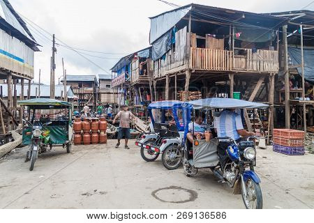 Iquitos, Peru - July 18, 2015: View Of Partially Floating Shantytown In Belen Neigbohood Of Iquitos,