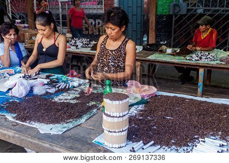 Iquitos, Peru - June 18, 2015: Cigarettes Sellers On Belen Market In Iquitos