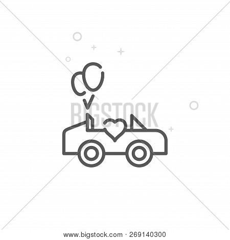 Wedding Carriage Vector Line Icon. Wedding Car, Cabrio Symbol, Pictogram, Sign. Light Abstract Geome