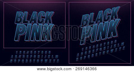 Sport Future Neon Modern Alphabet Fonts. Technology Typography Black And Pink Italic Font And Number
