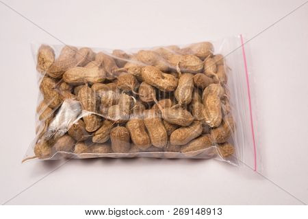 Groundnuts Packed In Plastic Bag On Isloated Background