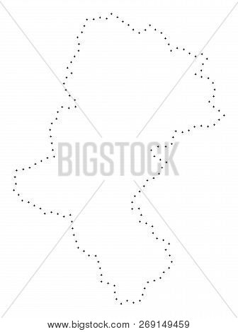 Vector Stroke Dotted Silesia Voivodeship Map In Black Color, Small Border Points Have Diamond Shape.