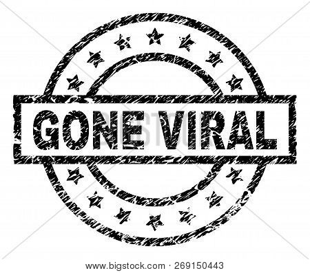 Gone Viral Stamp Seal Watermark With Distress Style. Designed With Rectangle, Circles And Stars. Bla