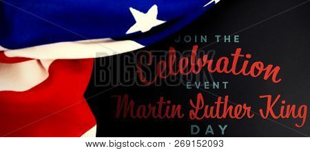 join the celebration event Martin Luther King Day against american flag on empty slate