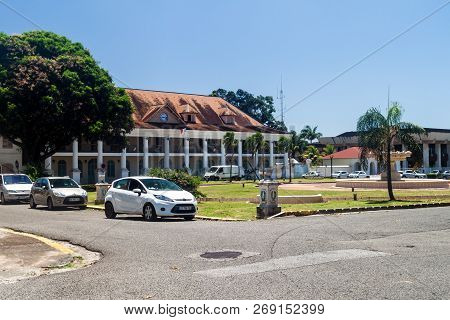 Cayenne, French Guiana - August 3, 2015: View Of Place Leopold Heder Square In Cayenne, Capital Of F