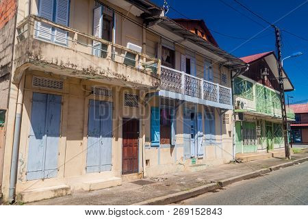 View Of Houses In The Center Of Cayenne, Capital Of French Guiana.