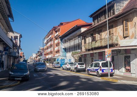 Cayenne, French Guiana - August 3, 2015: View Of A Street In The Center Of Cayenne, Capital Of Frenc