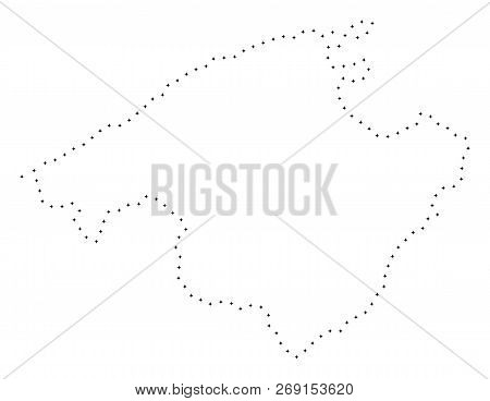 Vector Stroke Dot Majorca Map In Black Color, Small Border Points Have Diamond Shape. Track The Fram