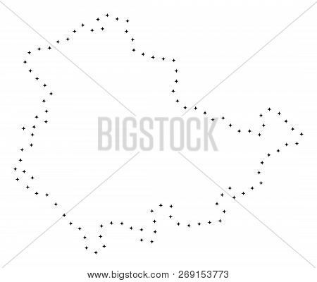 Vector Stroke Dot Thuringia State Map In Black Color, Small Border Points Have Diamond Shape. Follow